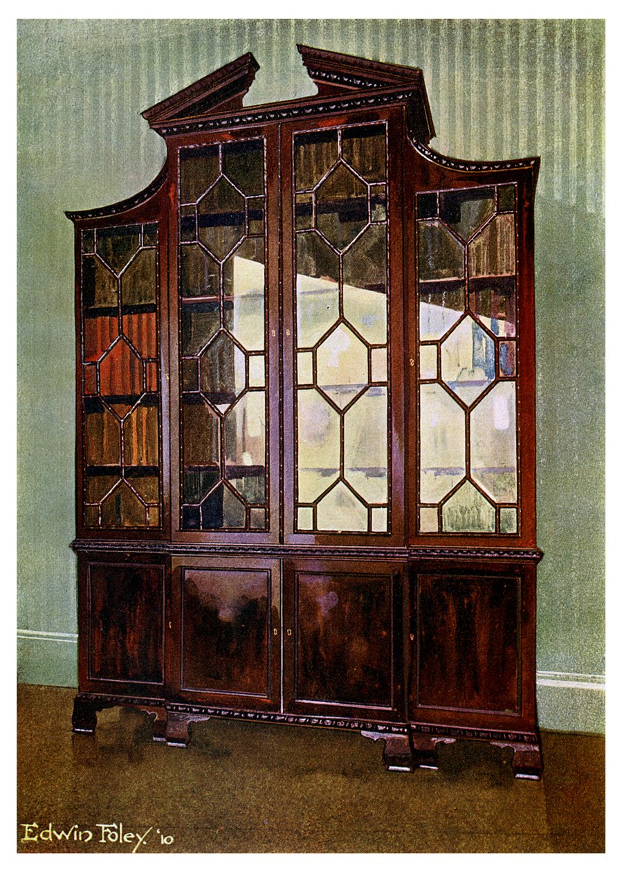 Udskåret Chippendale biblioteks reol, 1911-1912. af Edwin Foley