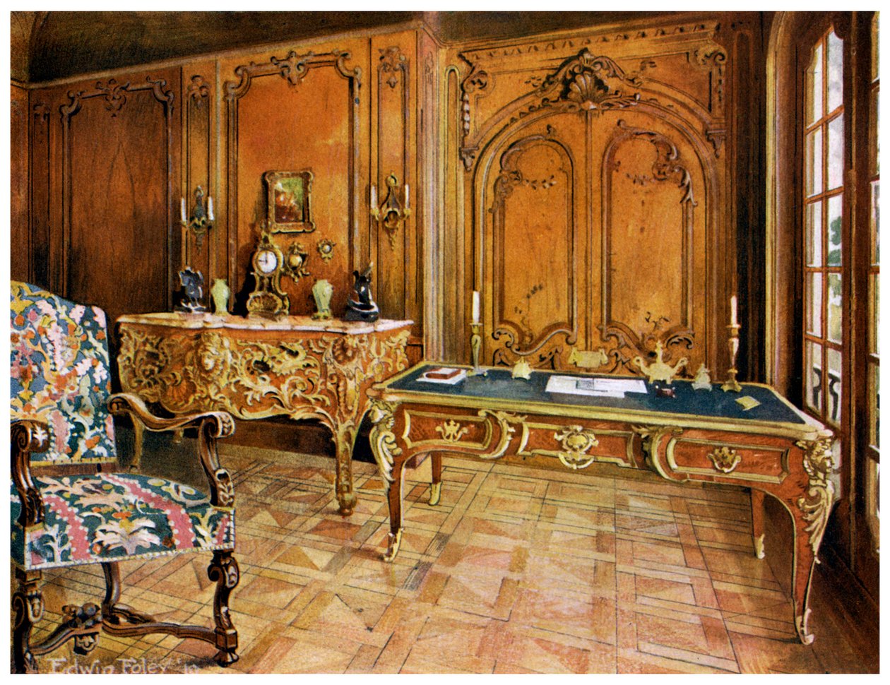 Fransk panelværelse, Wallace Collection, London, 1911-1912. af Edwin Foley