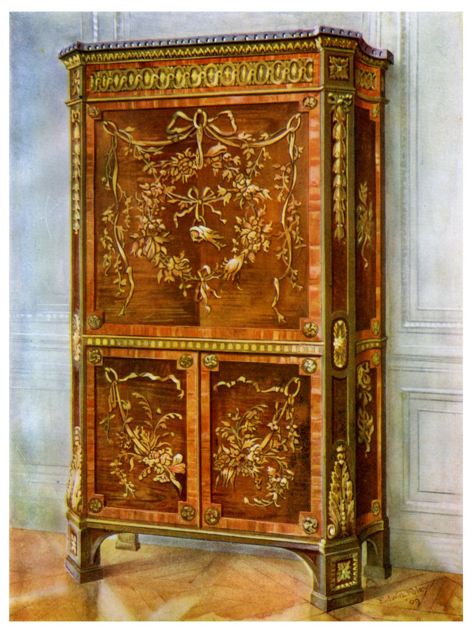 Indlagt ormolu monteret opretstående secretaire, fransk, 1911-1912. af Edwin Foley
