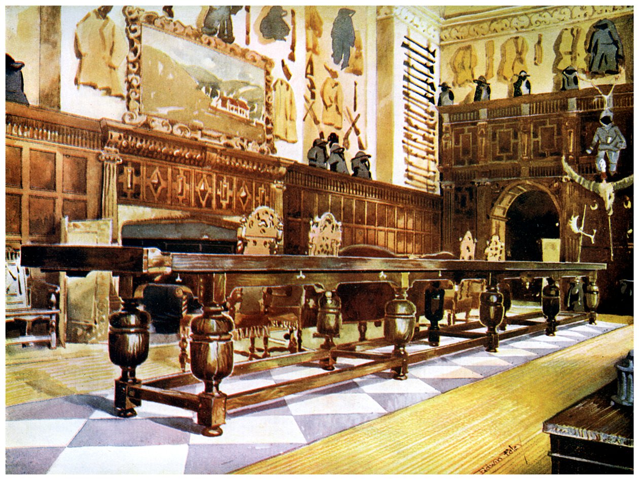 Skovlebord i hallen i Littlecote, 1910. af Edwin Foley