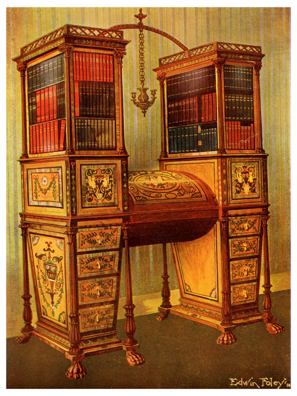 Søsteren indlagt dobbelt secretaire og reolskab, Sheraton, 1911-1912. af Edwin Foley