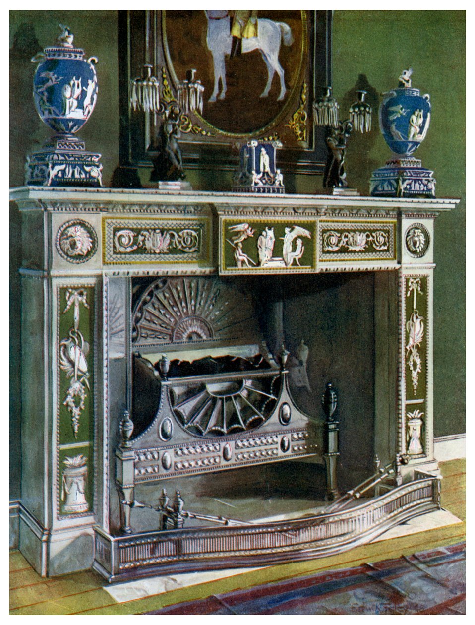 Wedgwood Flaxman skorstensstykke, Fontainebleau, Frankrig, 1911-1912. af Edwin Foley