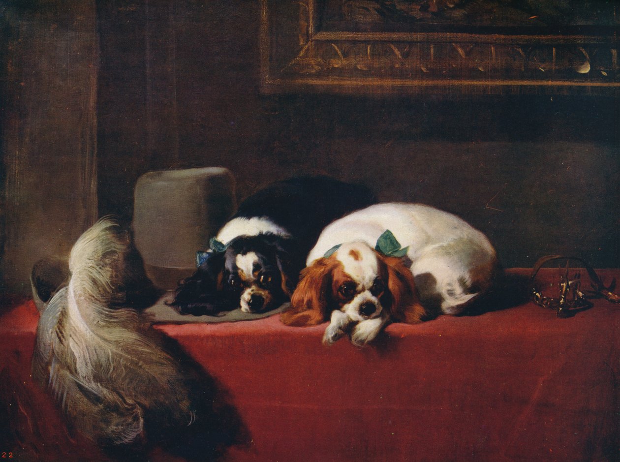 King Charles Spaniels The Cavaliers Pets, 1845, c1915 af Edwin Landseer