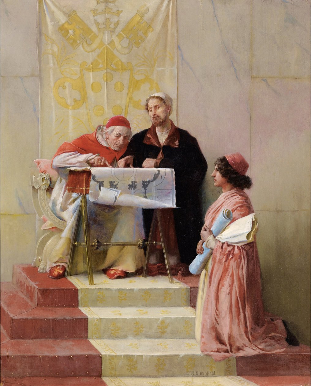 Bramante viser planer for basilikaen St. Peter til paven af Edwin Howland Blashfield