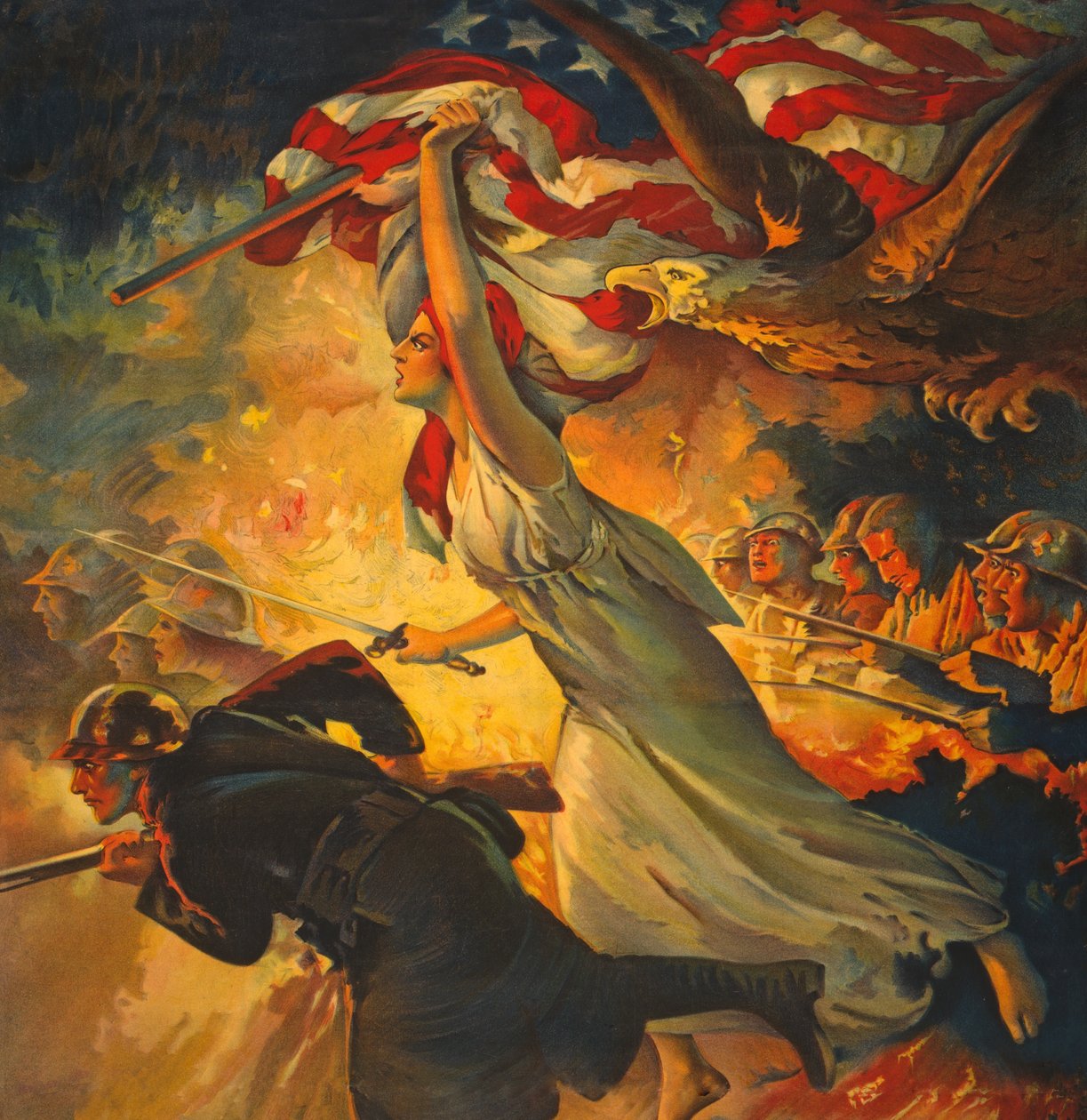 Udsnit fra Carry On! Buy Liberty Bonds to your Utmost, udgivet ca. 1918 af Edwin Howland Blashfield