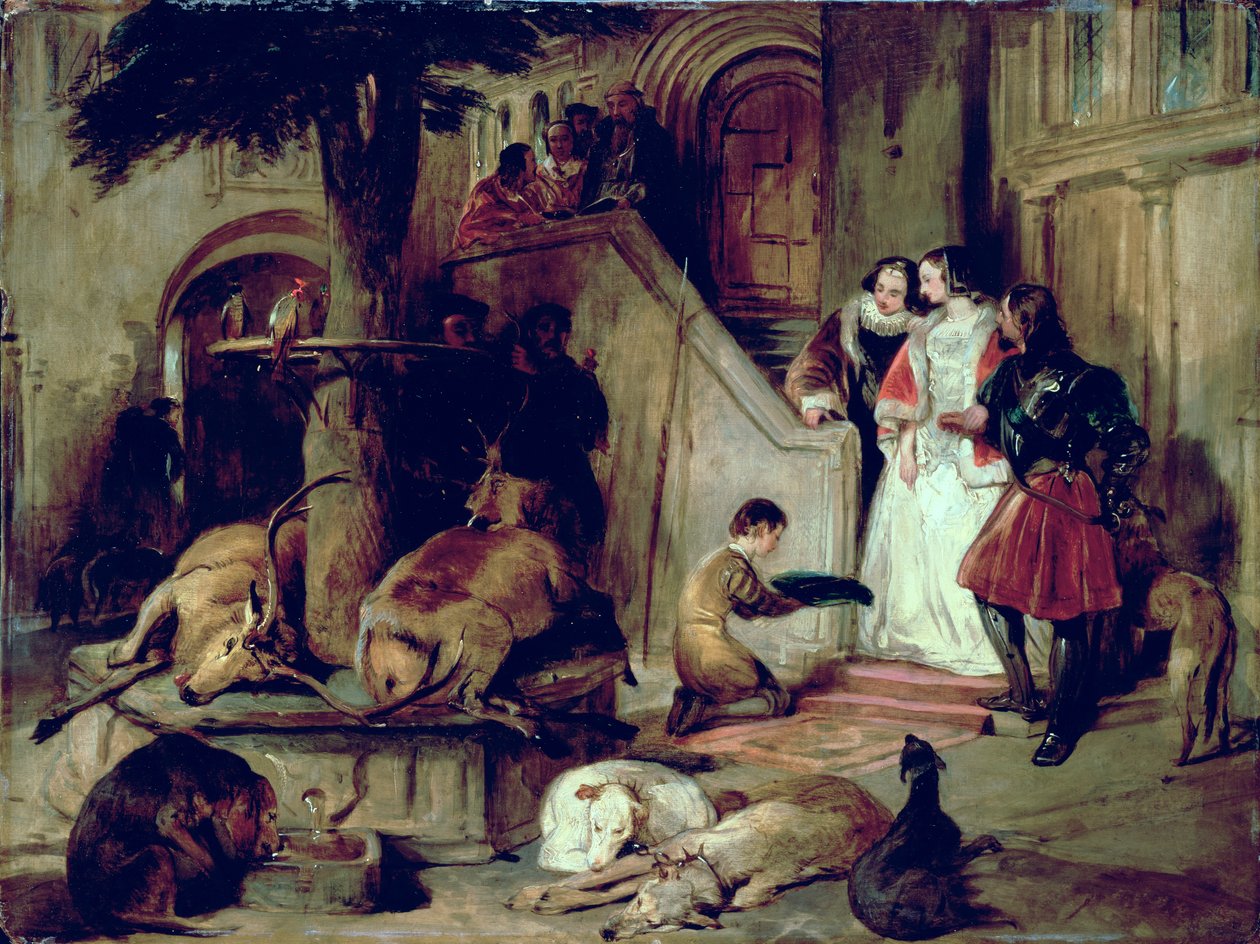 En gårdhave i gammel tid af Edwin Landseer