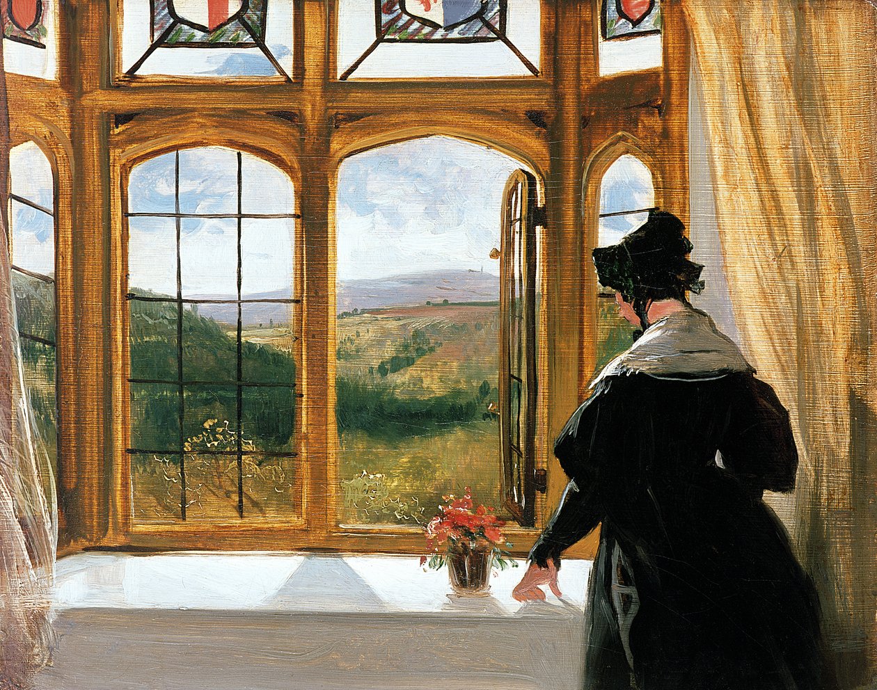 Hertuginde af Abercorn kigger ud af et vindue af Edwin Landseer