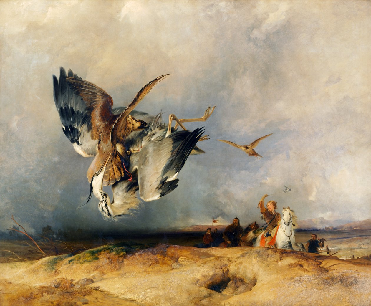 Hawking in the Olden Time, ca. 1831 (olie på lærred) af Edwin Landseer