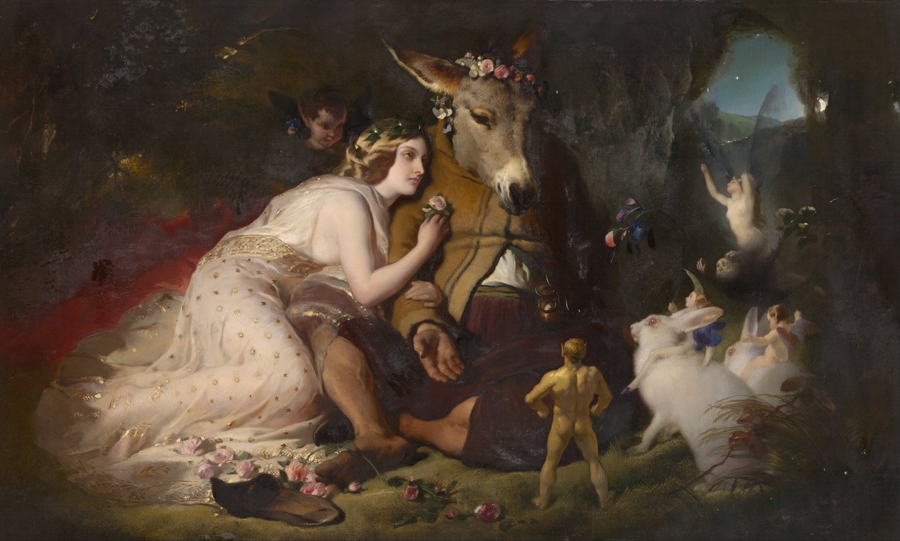 Scene fra A Midsummer Nights Dream. Titania og bund af Edwin Landseer