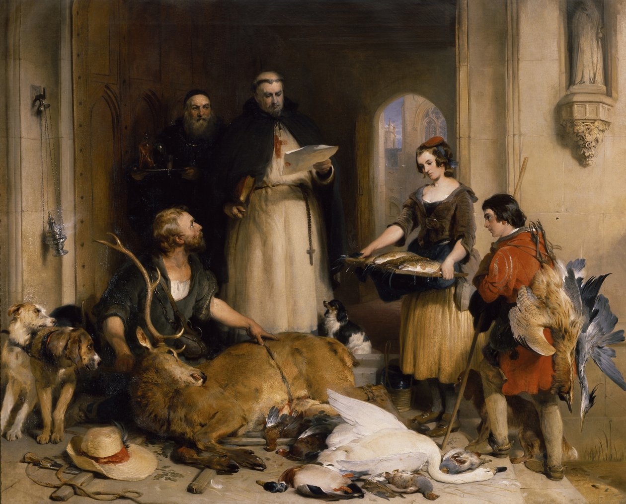 Scene i gammel tid i Bolton Abbey, ca. 1834 (olie på lærred) af Edwin Landseer