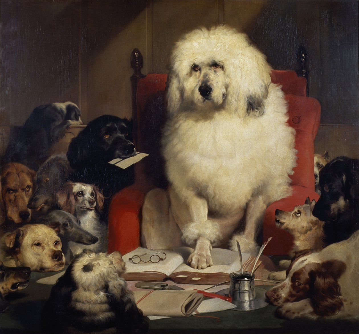 Retssag af jury, eller nedlæggelse af loven, ca. 1840 (olie på lærred) af Edwin Landseer