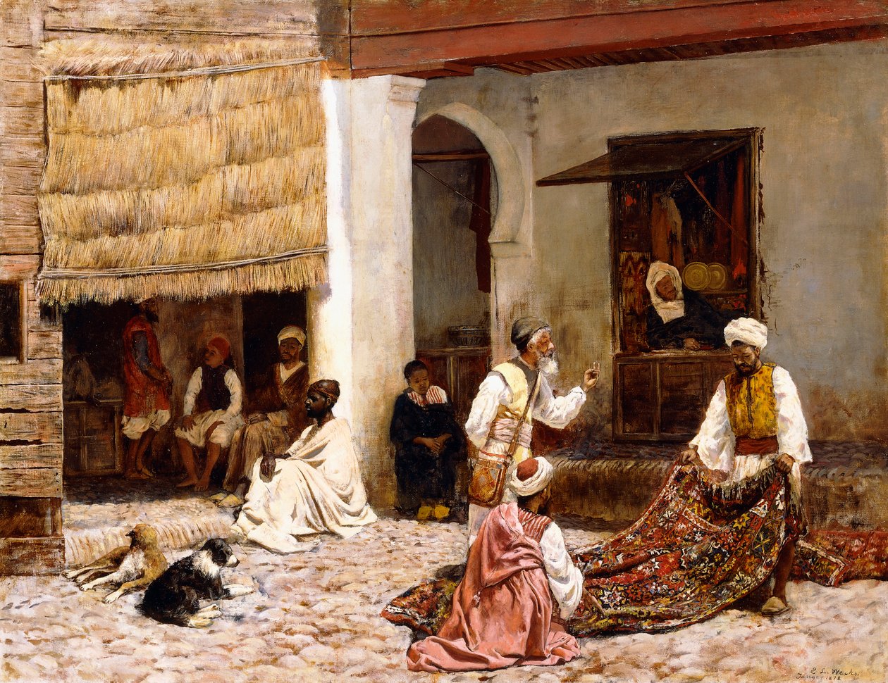 En tæppebasar, Tanger, 1878 af Edwin Lord Weeks