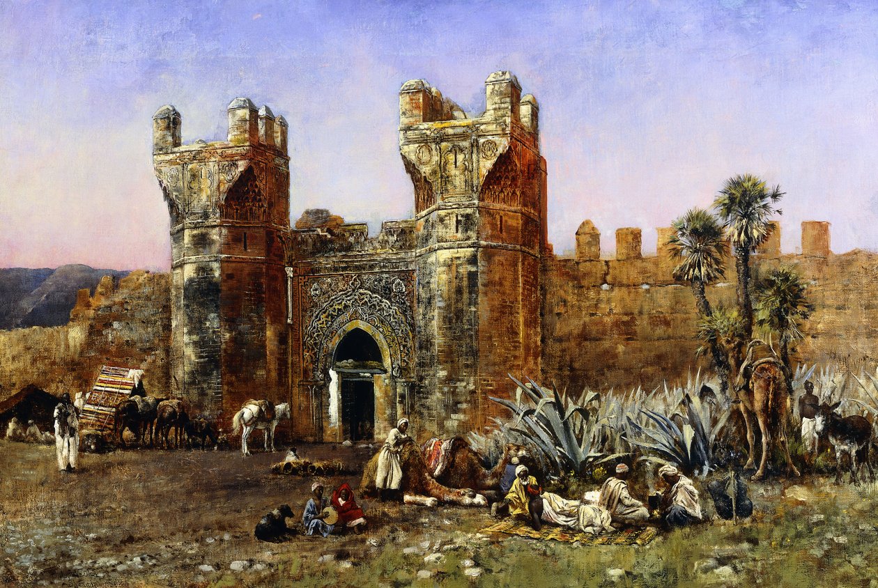 Ved porten til Shela, fortid og nutid, ca. 1878 af Edwin Lord Weeks