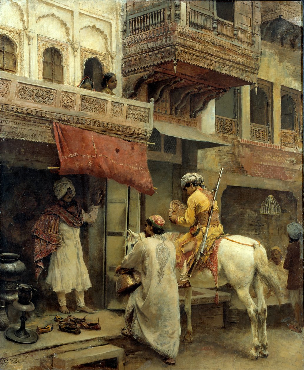 Gadescene i Indien, ca. 1885 (olie på lærred) af Edwin Lord Weeks