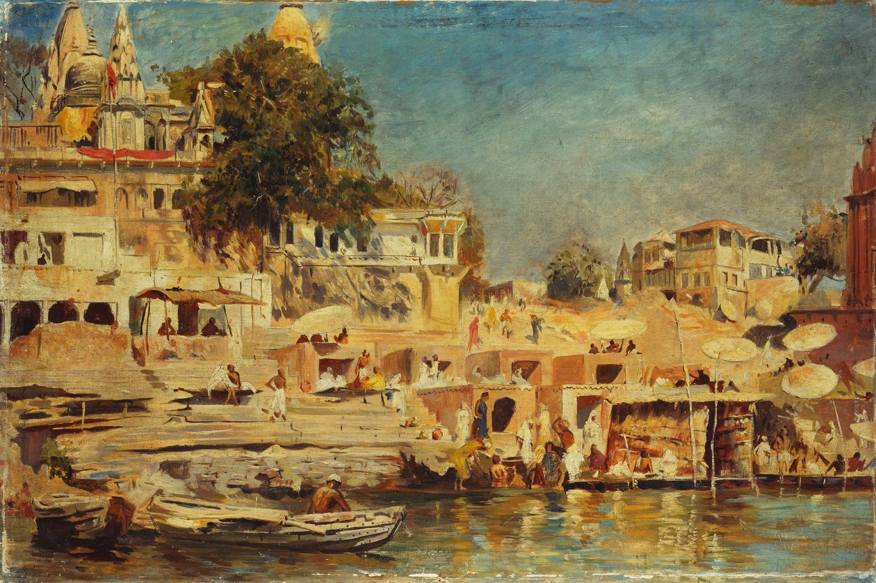 Udsigt over Ghats ved Benares, 1873 af Edwin Lord Weeks