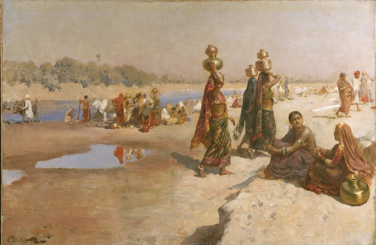 Water Carriers of the Ganges, ca. 1885 (olie på lærred) af Edwin Lord Weeks