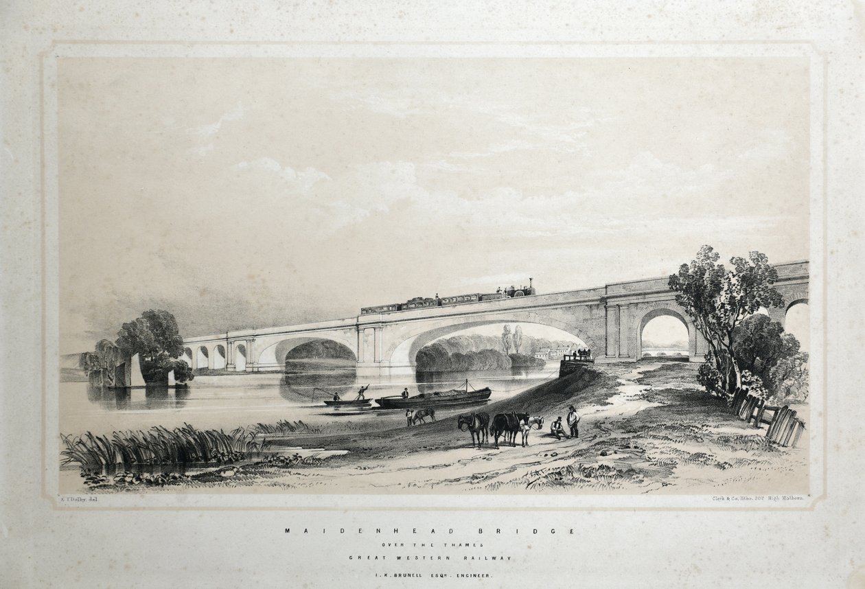 Maidenhead Bridge over Themsen, Great Western Railway af Edwin Thomas Dolby
