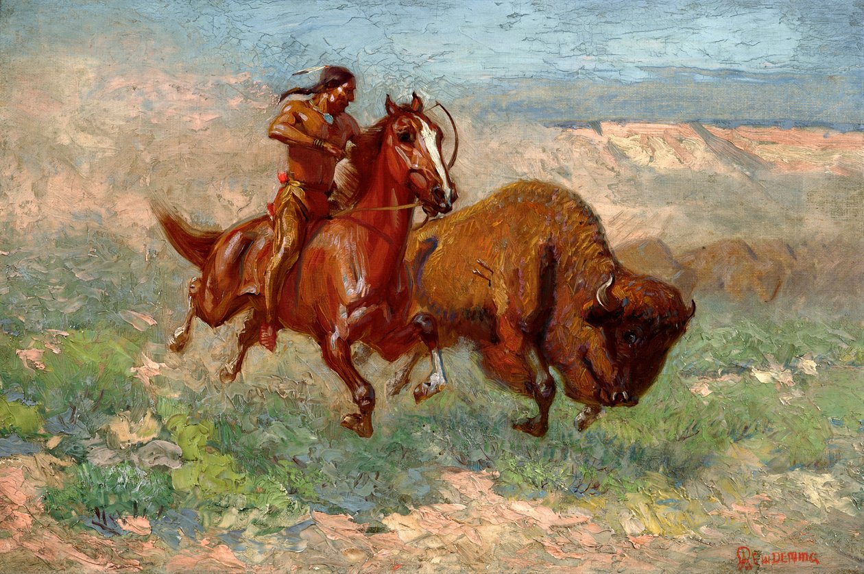 En ung arapaho (olie på lærred) af Edwin Willard Deming