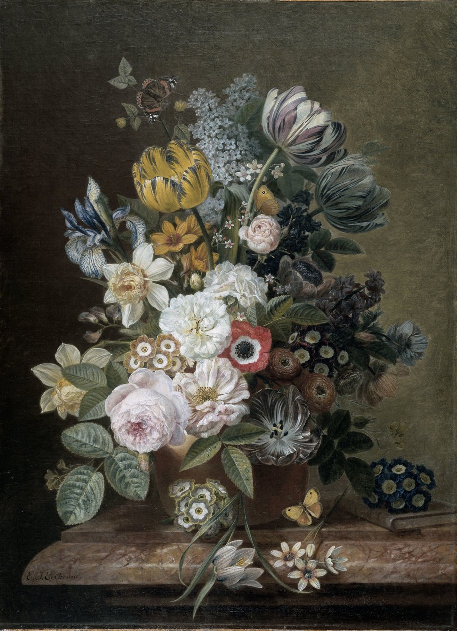 Stilleben med blomster af Eelke Jelles Eelkema