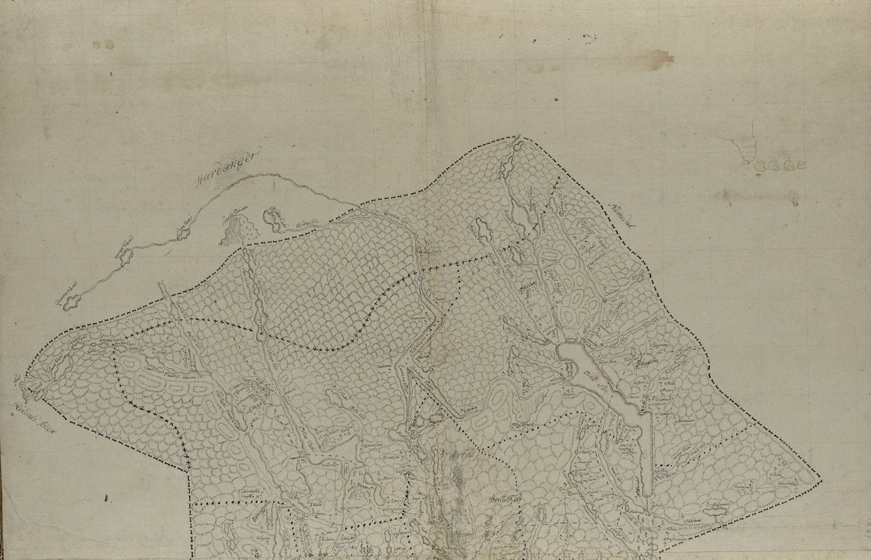 Kortet er udgivet i håndtegnet (ca. 1780) og viser Telemark af Eenvold Steenbloch
