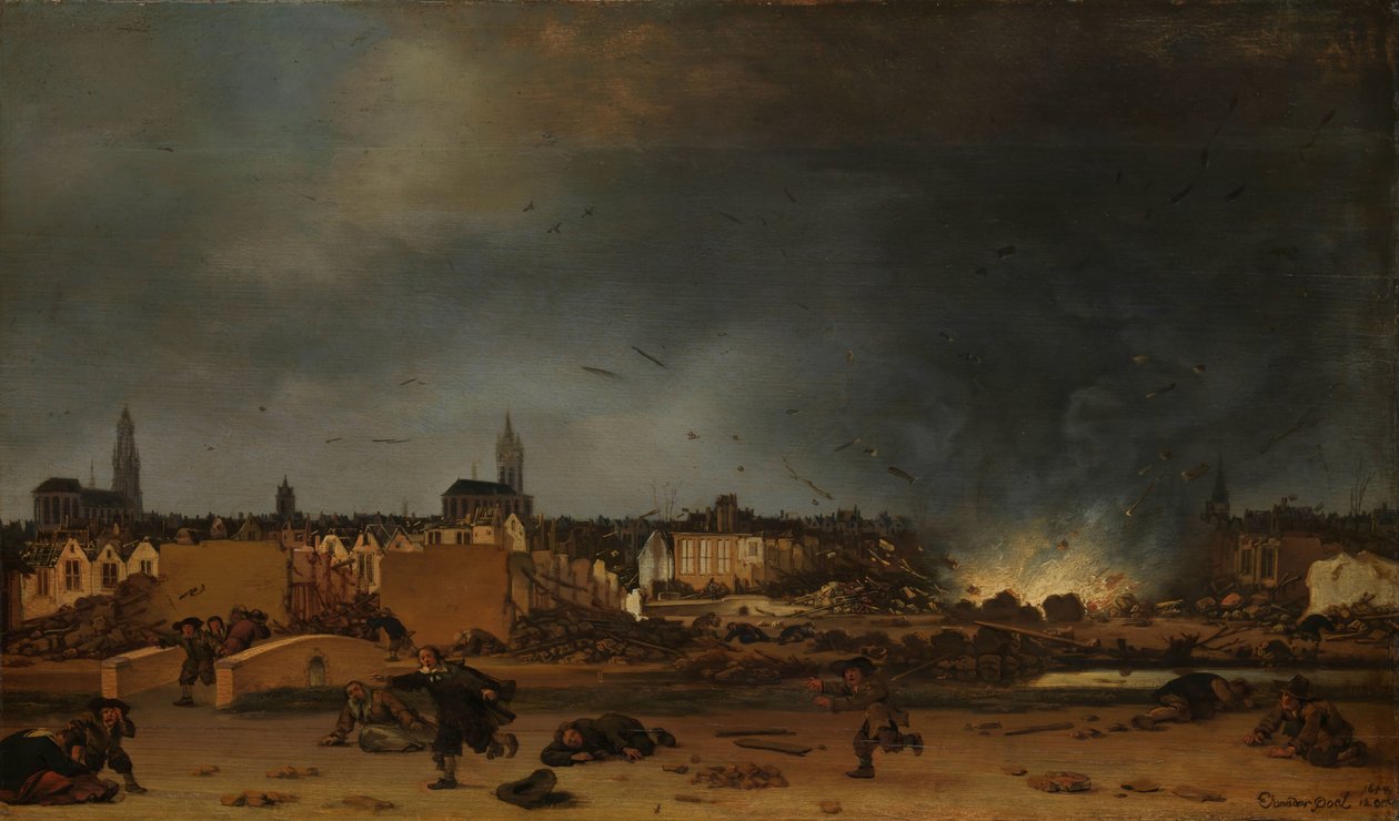 Eksplosionen af krudtmagasinet i Delft, 12. oktober 1654 af Egbert Lievensz. van der Poel