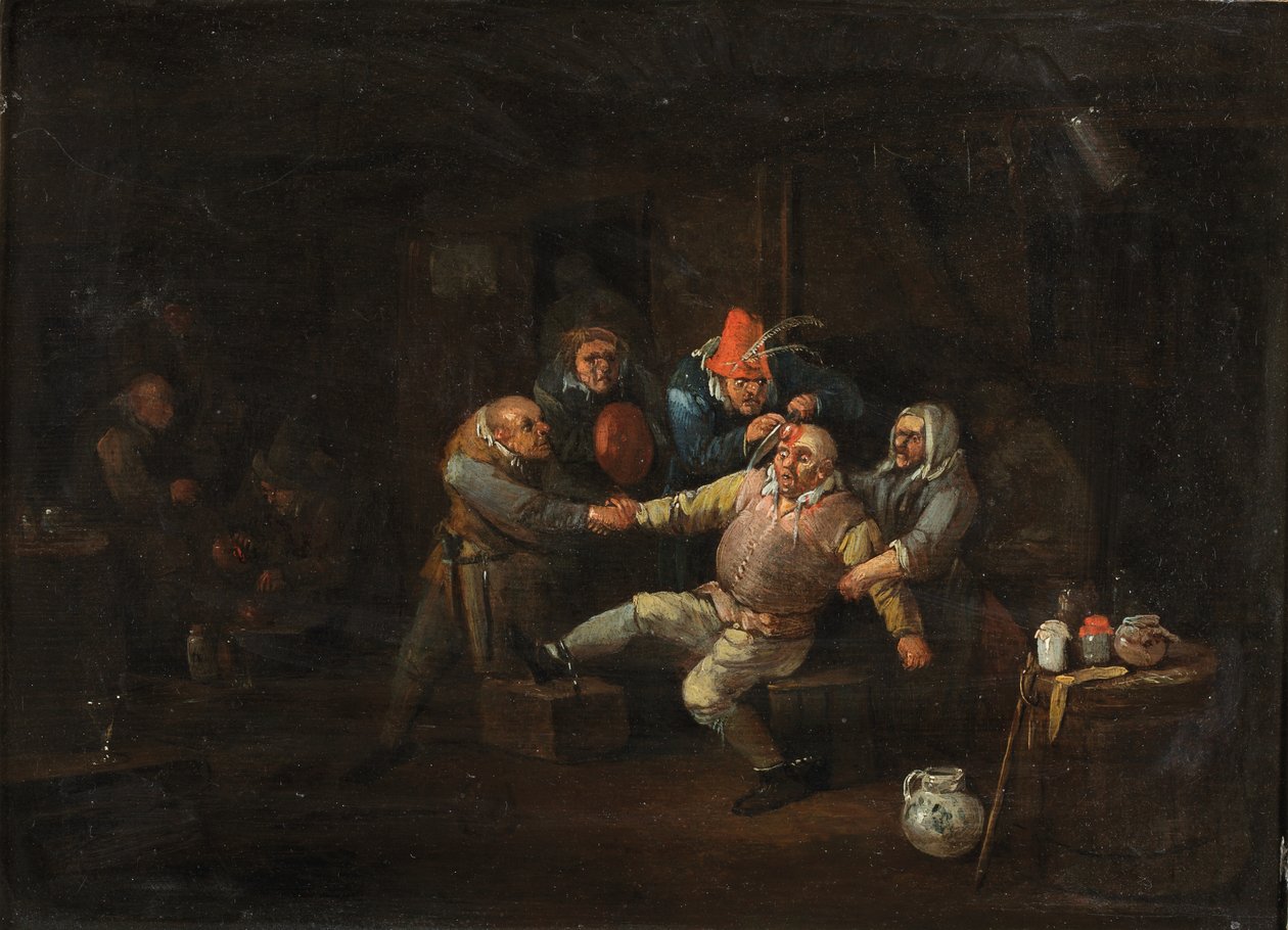 Kirurgens besøg, ca. 1676-1744 (olie på panel) af Egbert van (c.1676 1744) Heemskerck