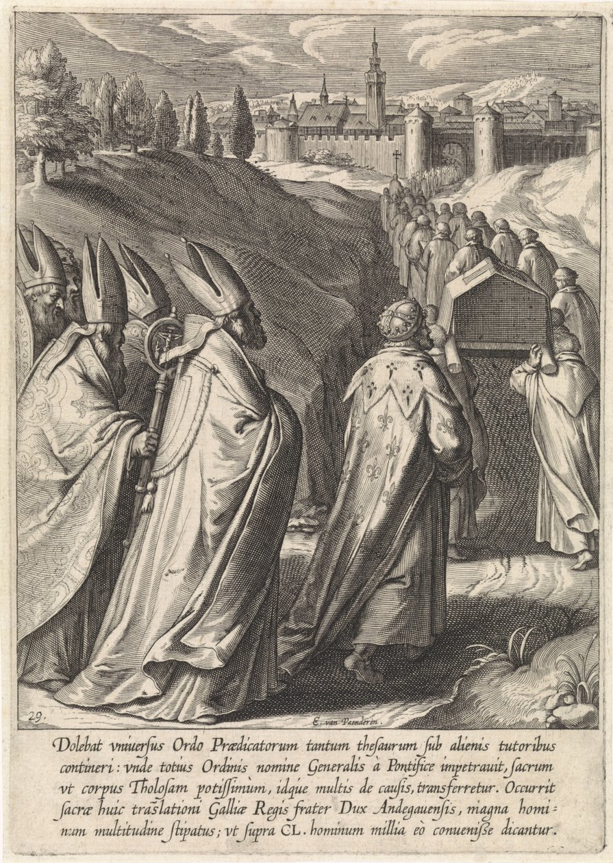 Thomas Aquinas kiste bringes til den dominikanske kirke i Toulouse The Life of Saint Thomas Aquinas (serietitel) af Egbert van Panderen