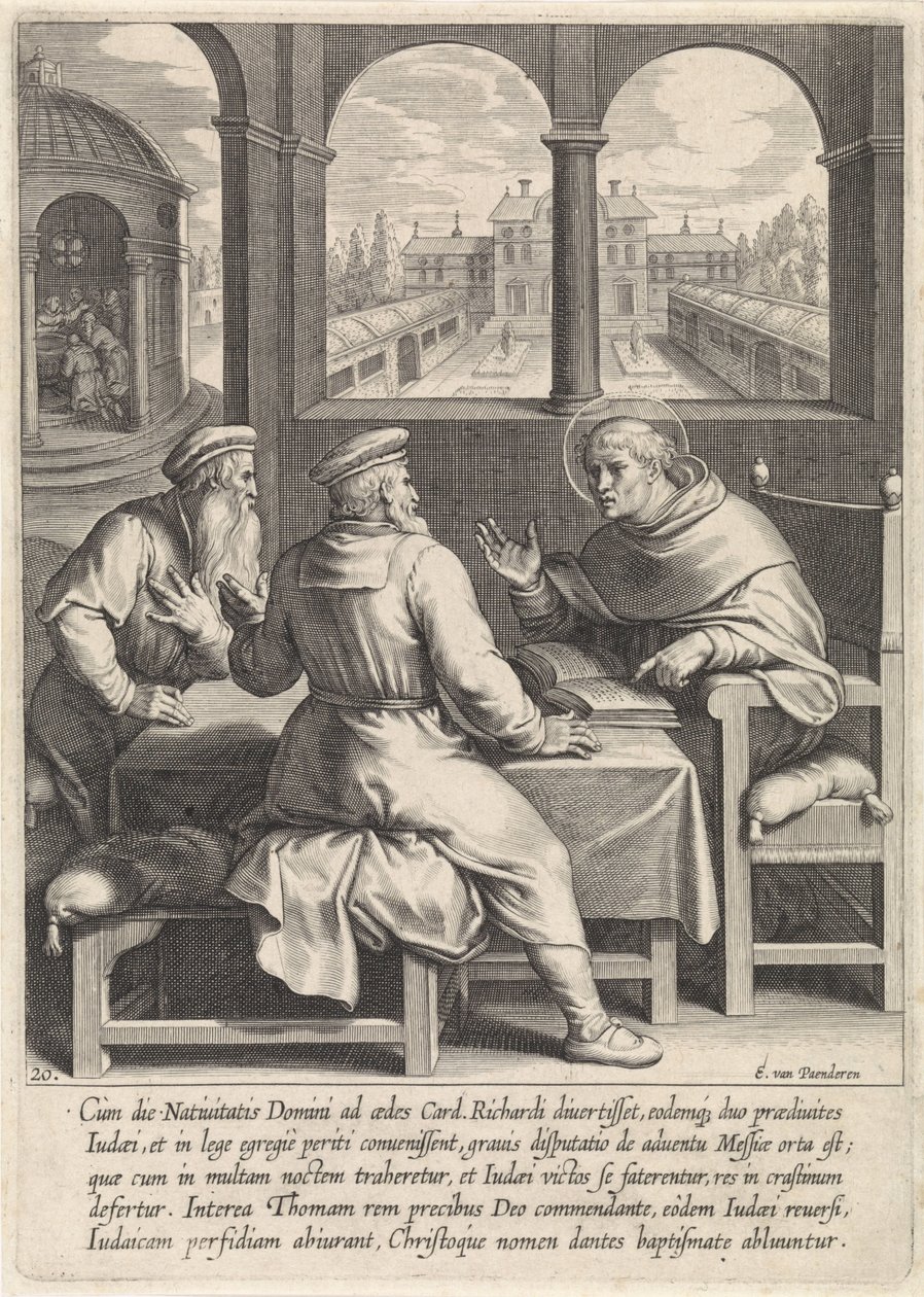 Thomas Aquinas omvender to jødiske rabbinere The Life of Saint Thomas Aquinas (serietitel) af Egbert van Panderen