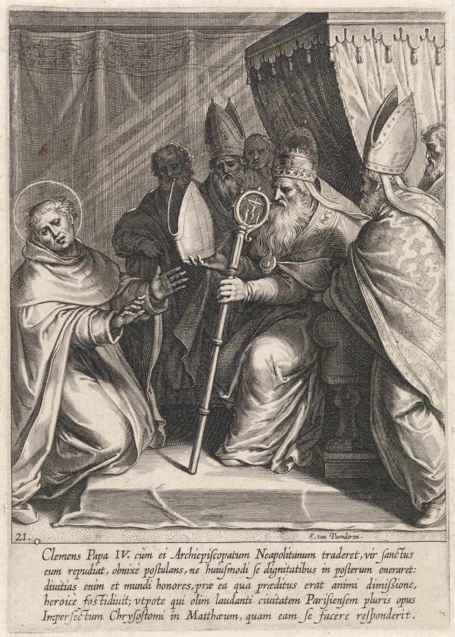 Thomas Aquinas afviser embedet som ærkebiskop af Napoli The Life of Saint Thomas Aquinas (serietitel) af Egbert van Panderen