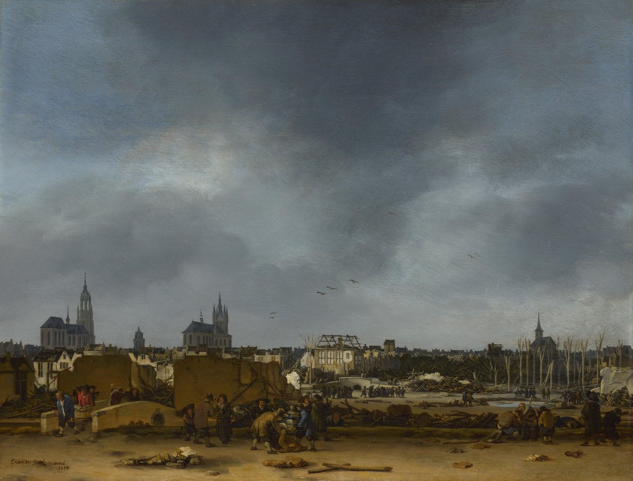 Et syn på Delft efter eksplosionen i 1654 af Egbert van der Poel