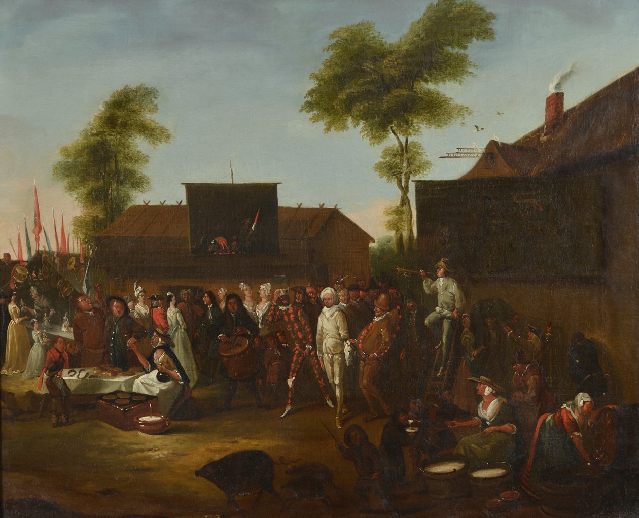 Et landsbykarneval med figurer af Commedia dellArte af Egbert van the Elder Heemskerck