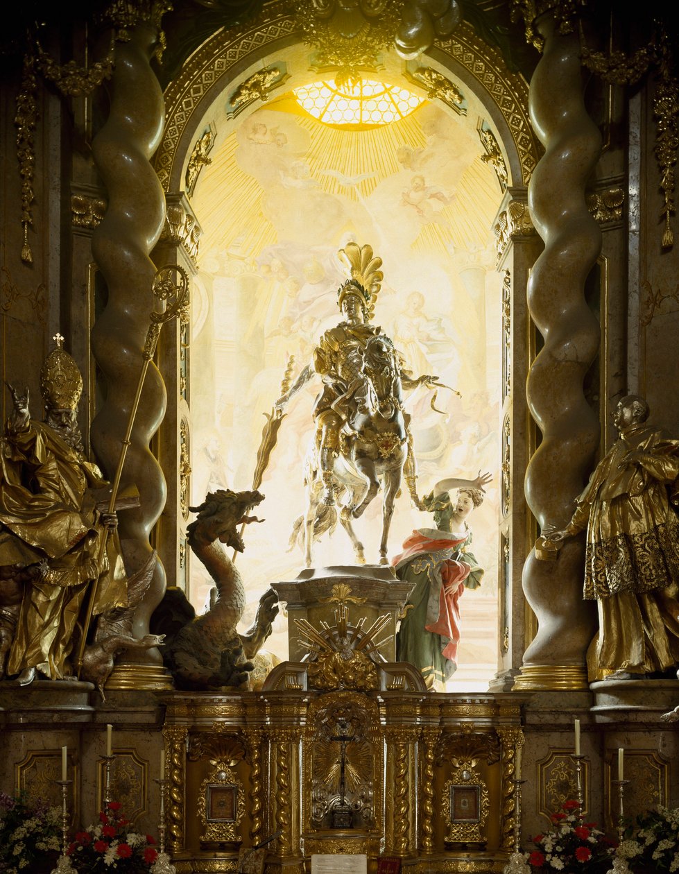 Saint George and the Dragon Church of Saints George and Martin af arkitekten Cosmas Damian Asam (1686-1739) og Egid Quirin Asam (1692-1750). 1716-1751 Weltenburg, Tyskland af Egid Quirin Asam