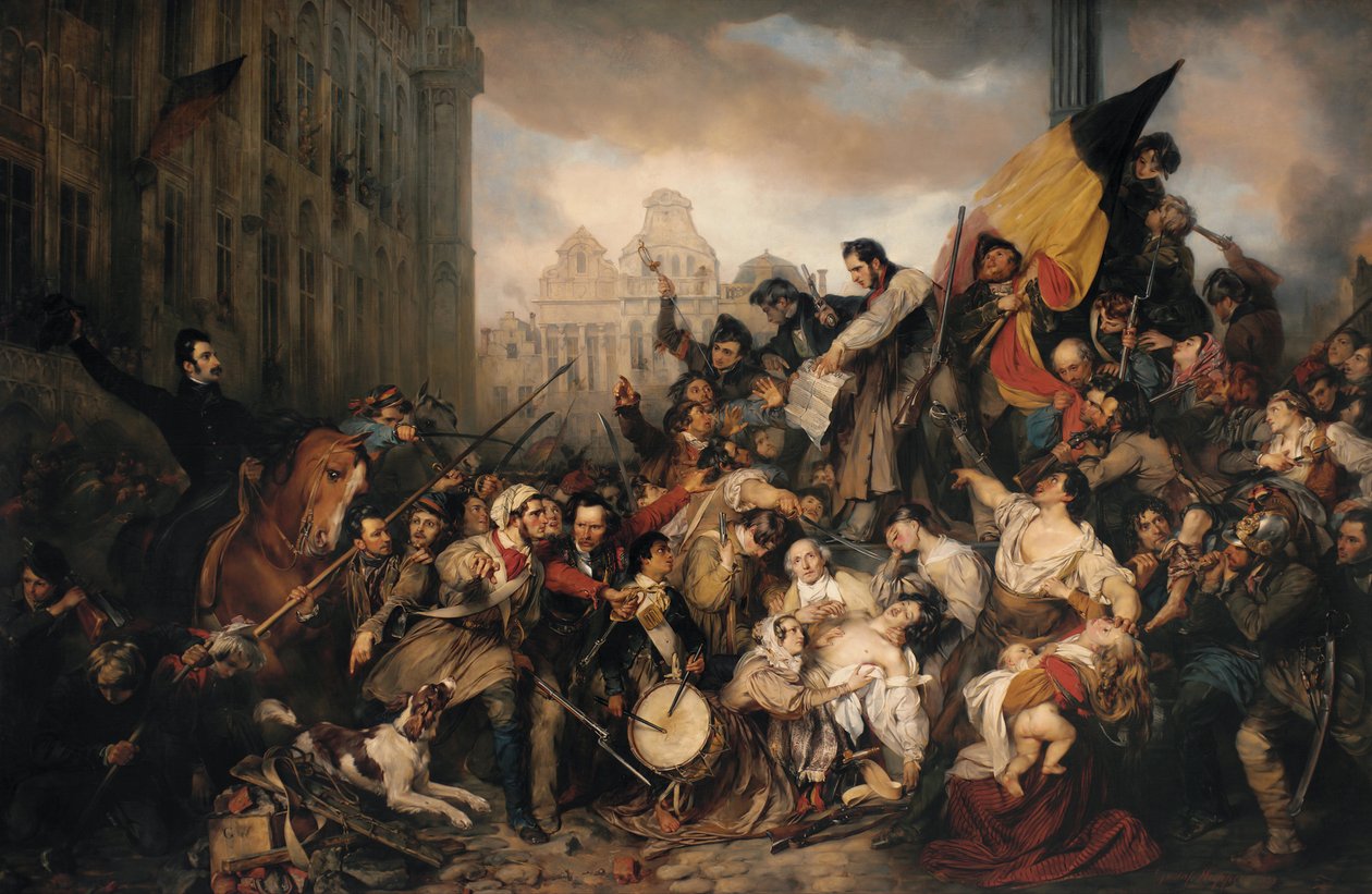 Episode fra septemberdagene 1830 på Grand Place i Bruxelles af Egide Charles Gustave Wappers