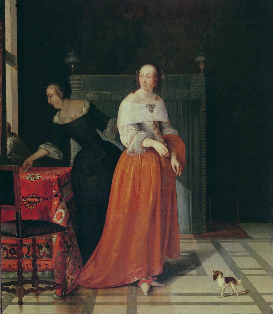 Interiør med en dame og hendes stuepige af Eglon van der Neer