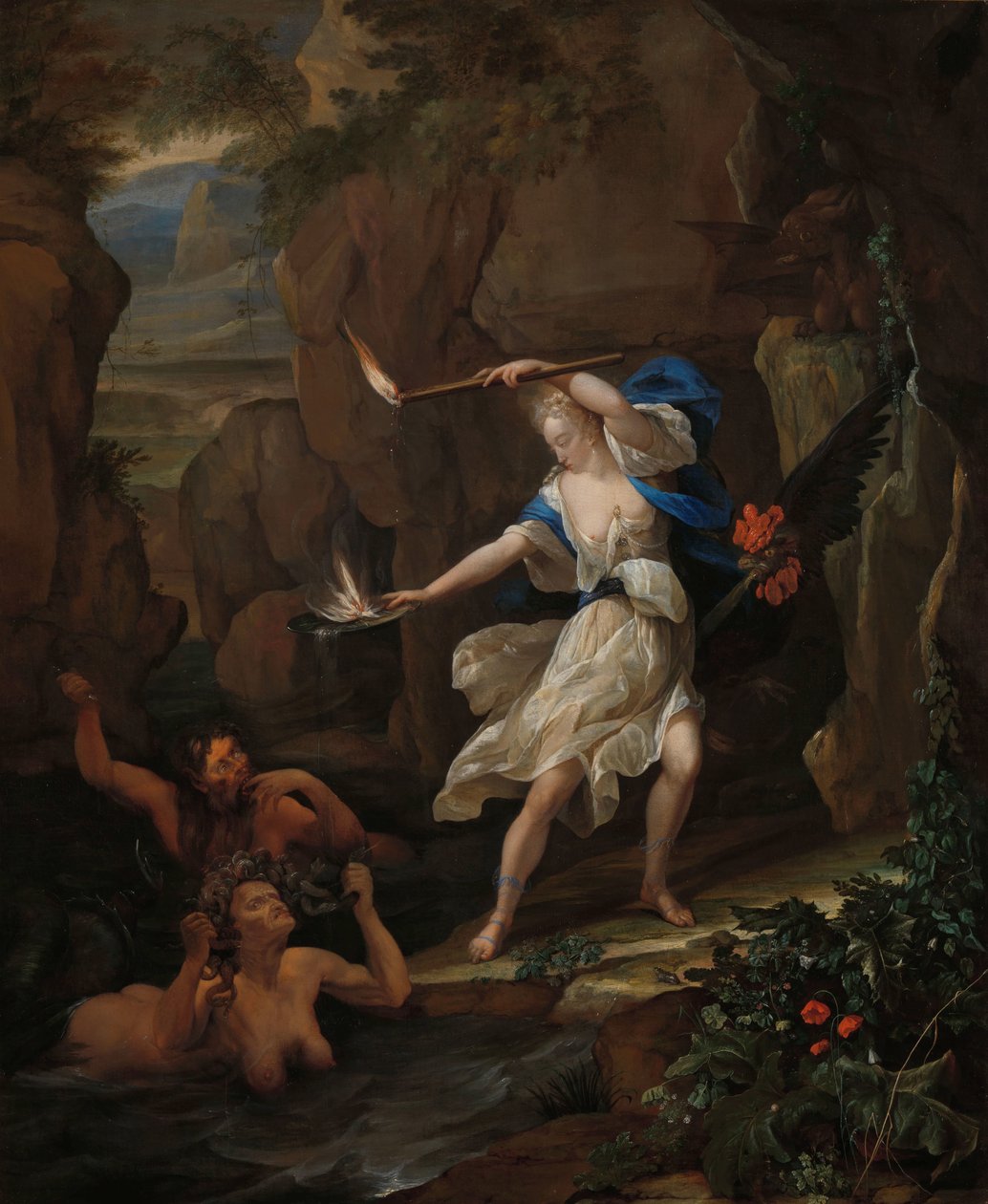Circe straffer Glaucus ved at gøre Scylla til et monster Circe Straffer Glaucus ved at forvandle Scylla til et monster af Eglon van der Neer