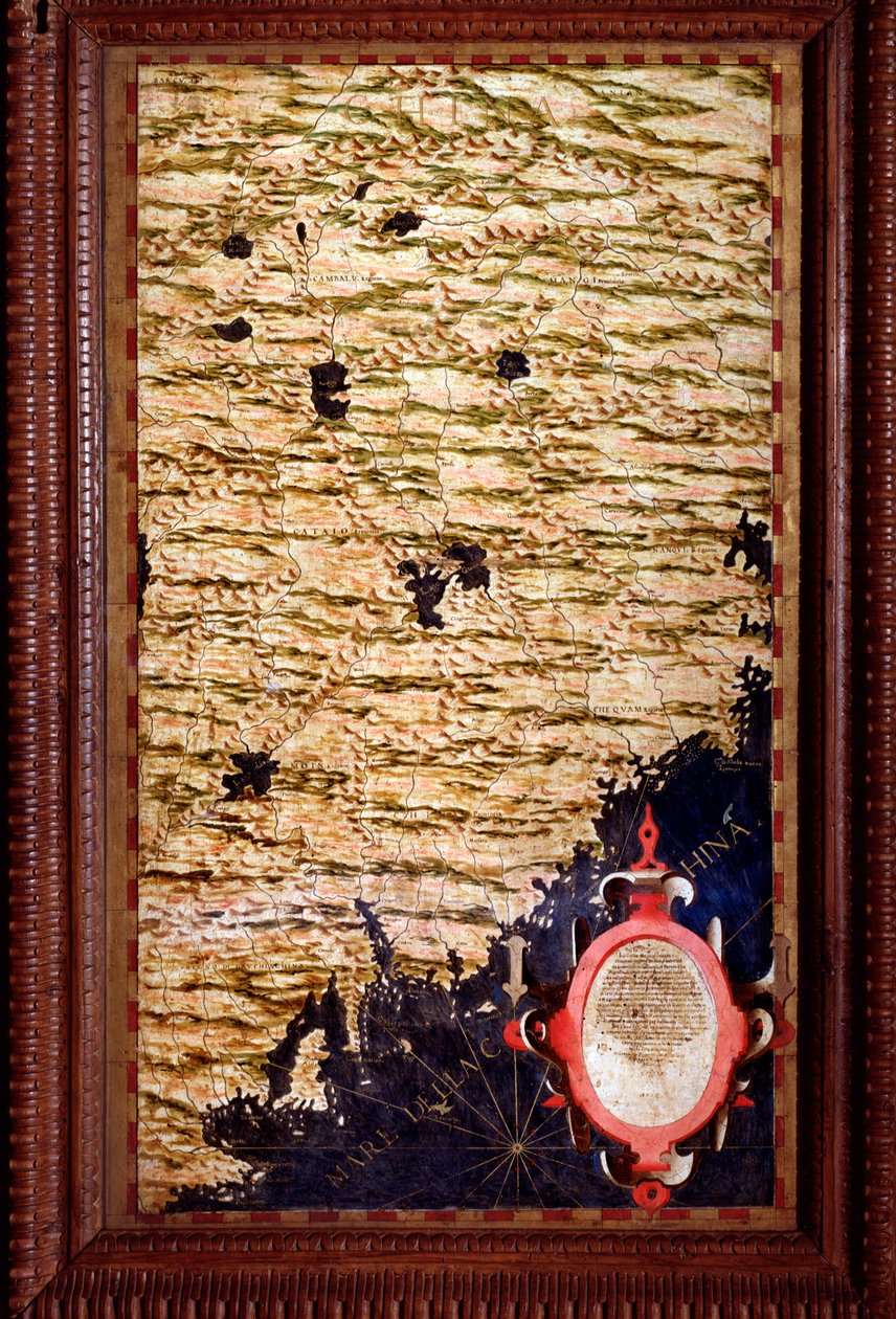 Kinakort skabt af Egnazio Danti (1536-1586) matematiker, kosmograf og italiensk arkitekt. Omkring 1567. Firenze, Palazzo Vecchio, Sala del Mappamondo af Egnazio Danti