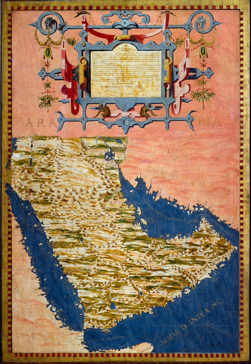 Kort over Arabien lavet af Egnazio Danti (1536-1586) omkring 1567 Maling af skabe i rummet af geografiske kort. Palazzo Vecchio, Sala del Mappamondo Firenze af Egnazio Danti