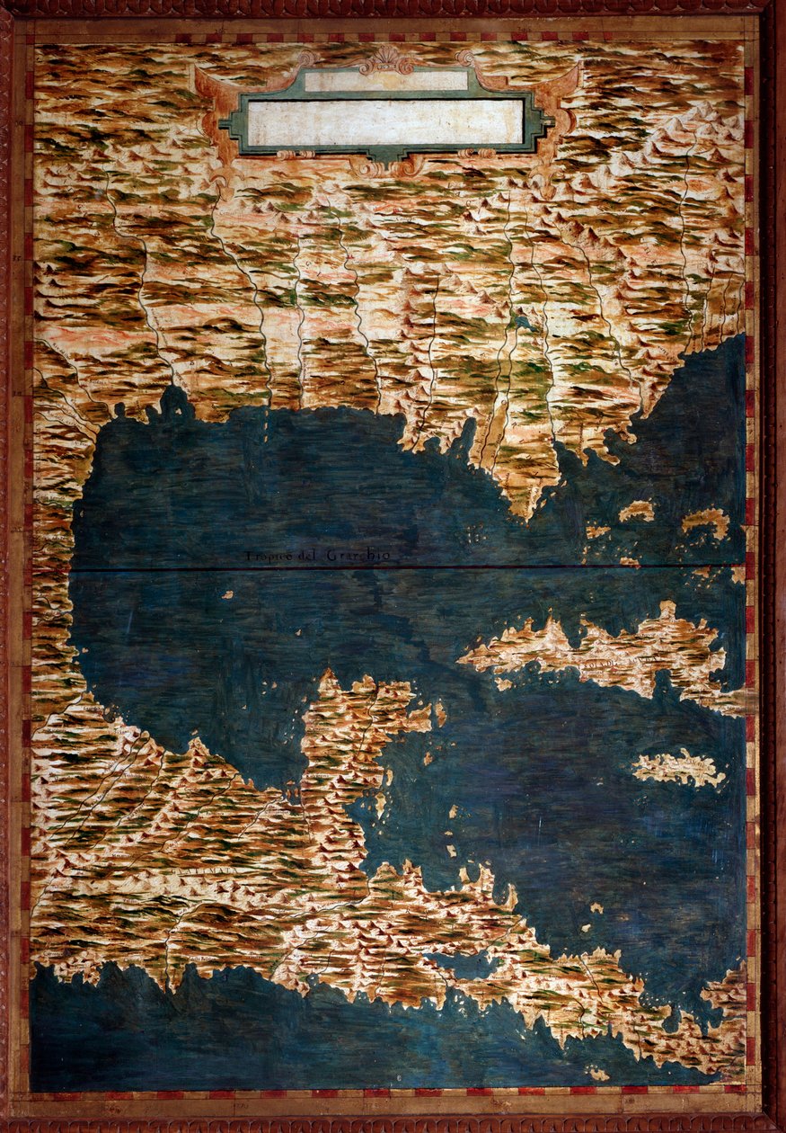 Mexico, Cuba, Florida og Jamaica Kort lavet af Egnazio Danti (1536-1586) matematiker, kosmograf og italiensk arkitekt. Omkring 1567. Firenze, Palazzo Vecchio, Sala del Mappamondo af Egnazio Danti