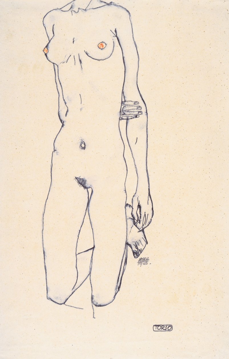 Torso af en knælende pige af Egon Schiele