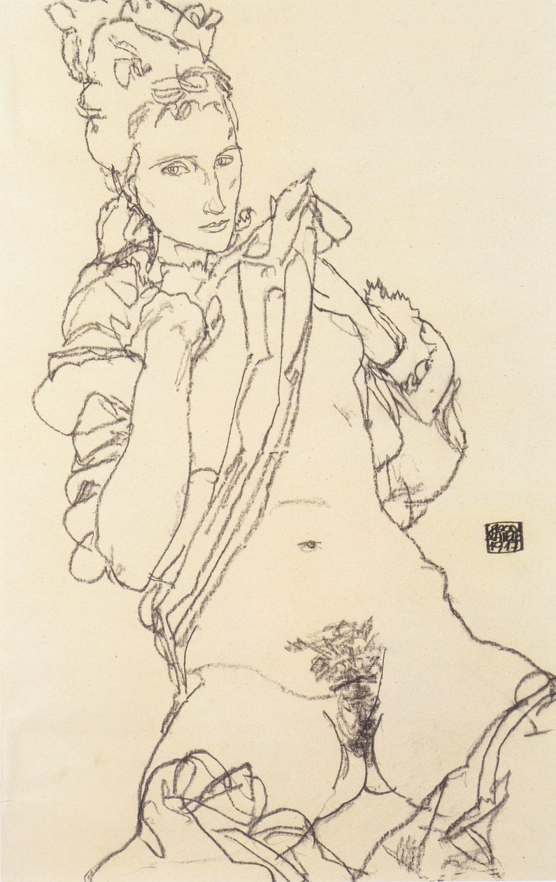 Kvindelig nøgen af Egon Schiele