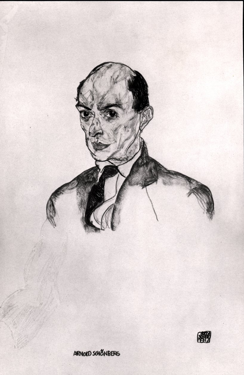 Et portræt af Arnold Schonberg (1874-1951) 1917 af Egon Schiele