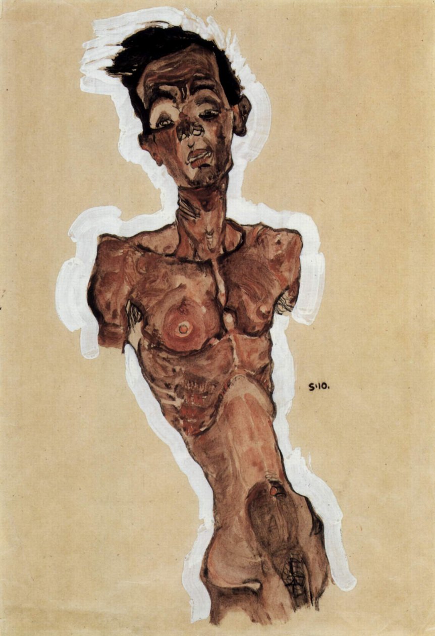 Nøgen, selvportræt af Egon Schiele