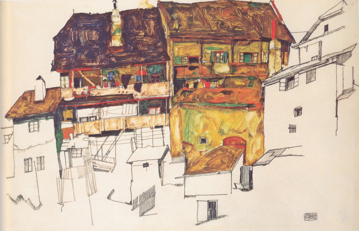 Gamle huse i Český Krumlov af Egon Schiele