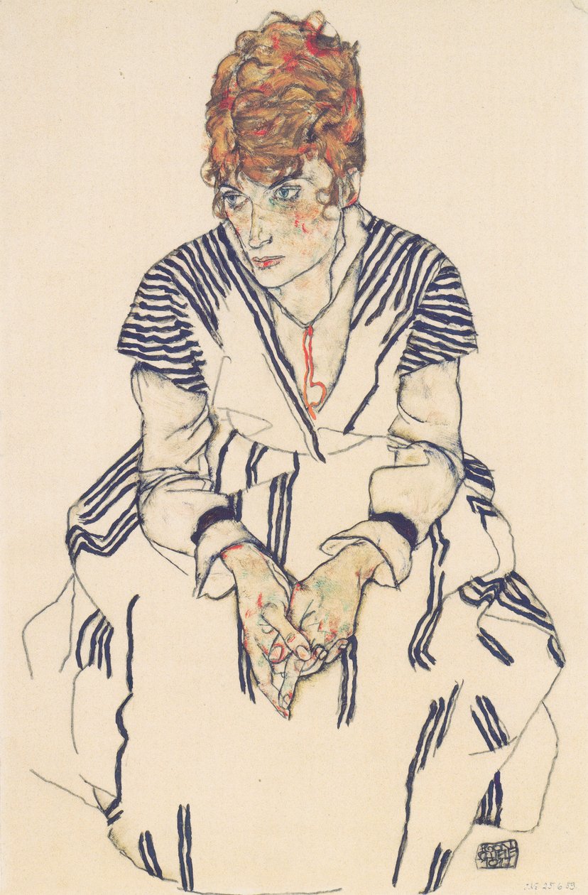 Portræt af kunstnerens svigerinde, Adele Harms af Egon Schiele