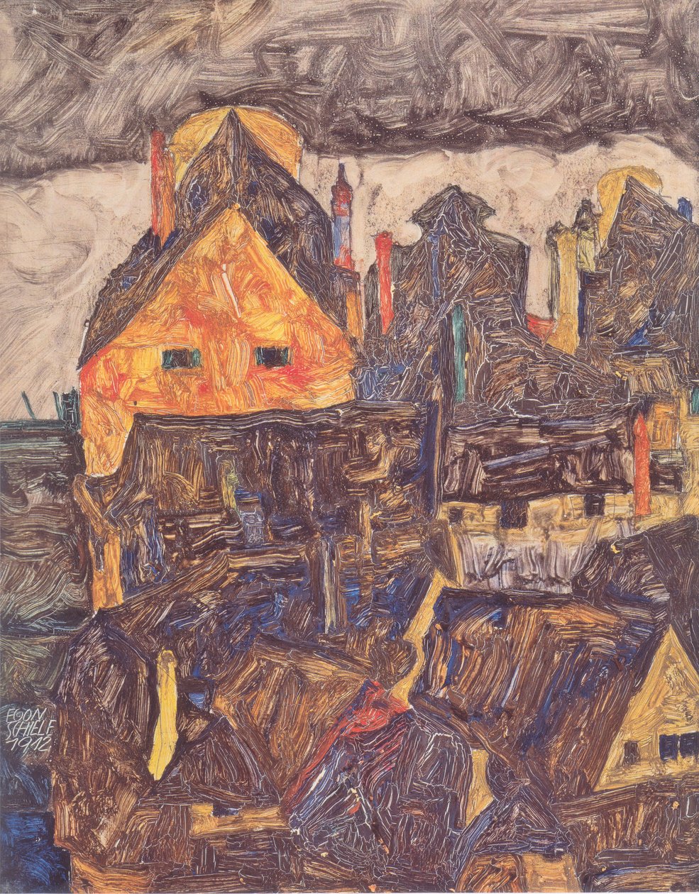 Den gamle by I (Dead City V) af Egon Schiele