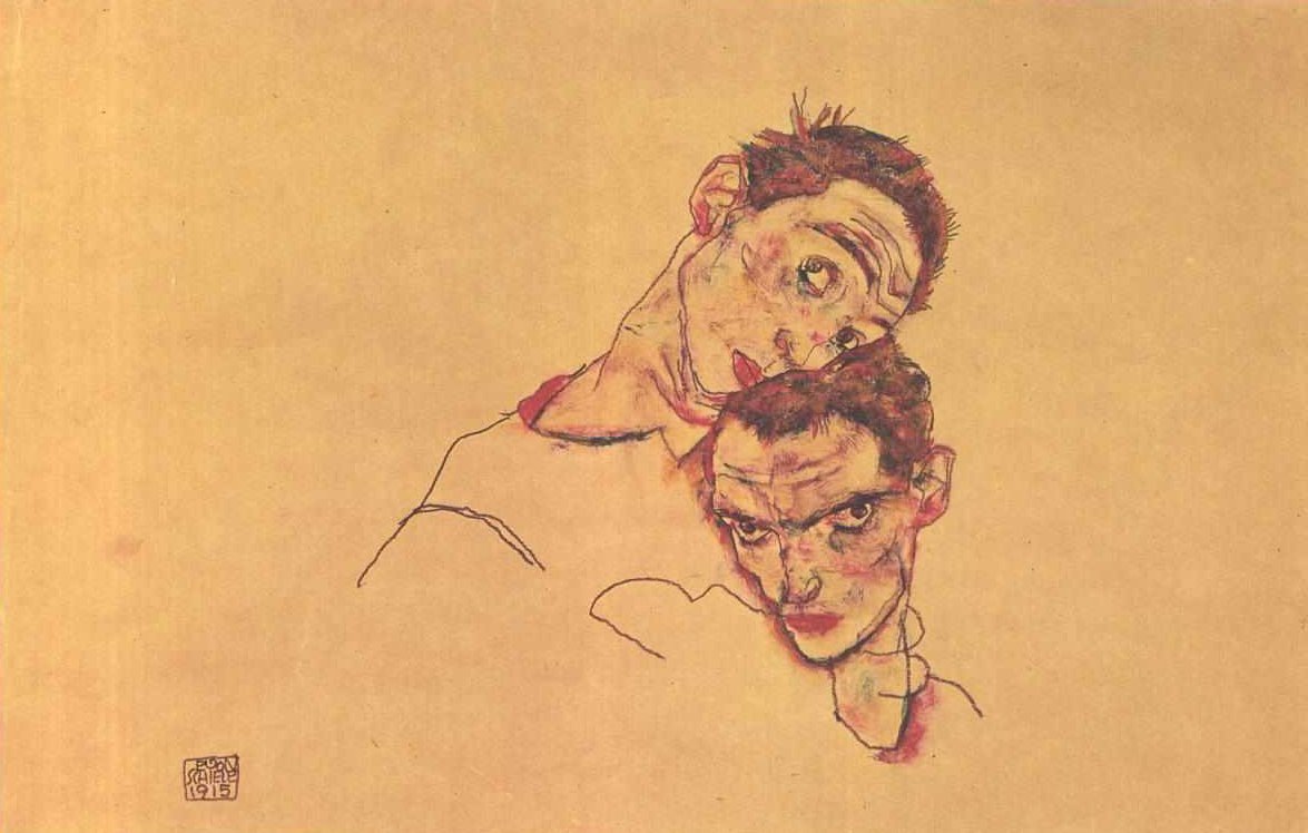 Dobbelt selvportræt af Egon Schiele