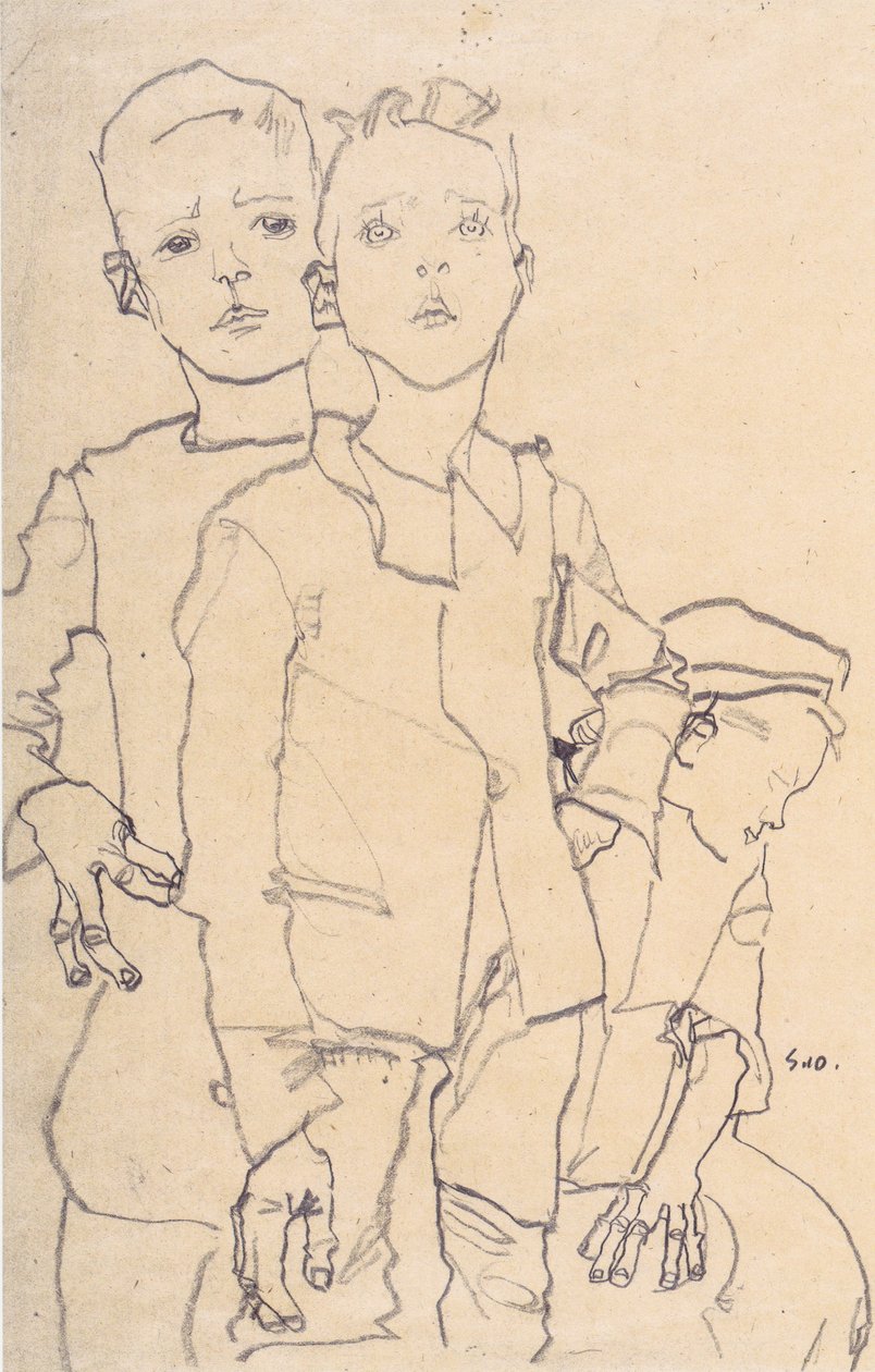 Tre gadegutter af Egon Schiele