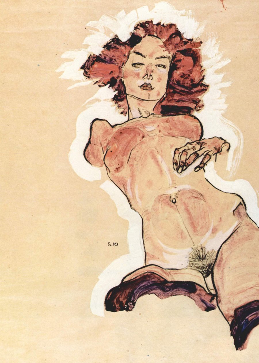 Kvindelig nøgen af Egon Schiele