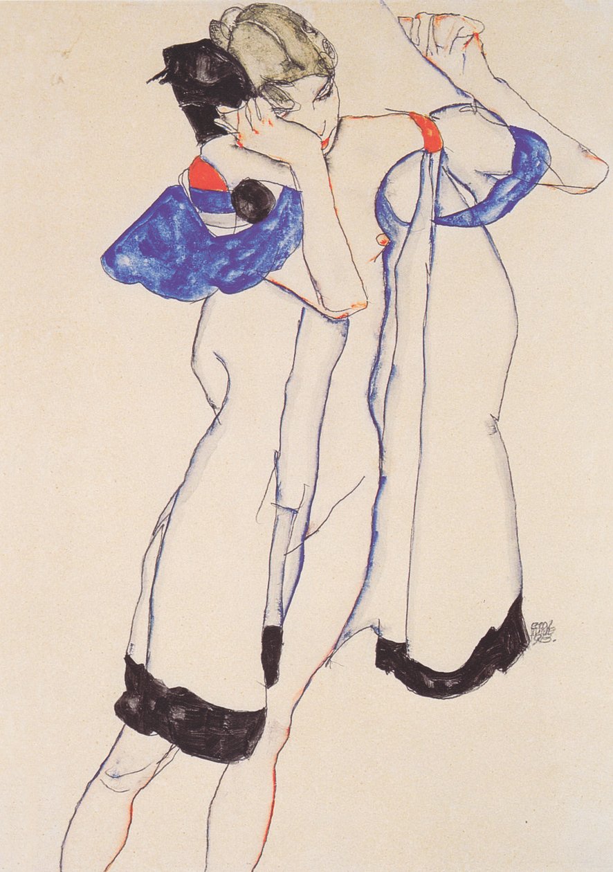 Kvinde i morgenkåbe af Egon Schiele