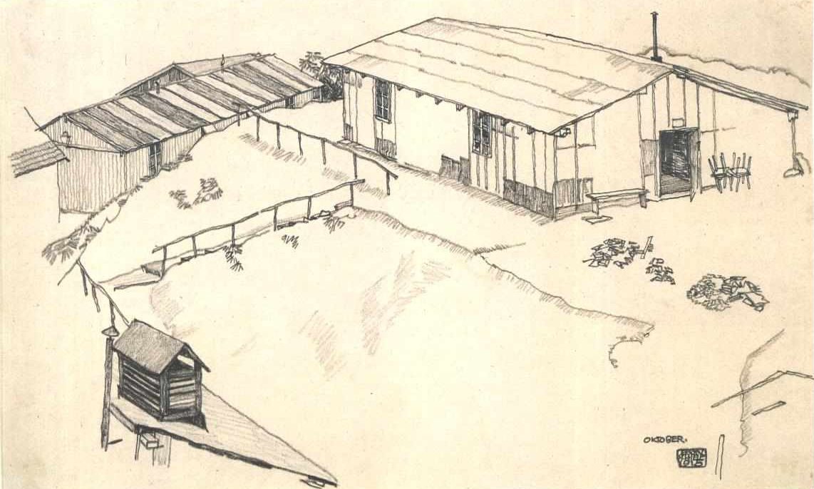 Hus med skur af Egon Schiele